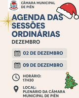 Agenda das Sessões de Dezembro