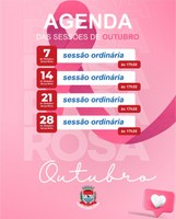 Confira a agenda de OUTUBRO e acompanhe de perto tudo o que acontece na Câmara de Vereadores. Participe e faça parte das decisões que transformam nossa cidade!